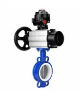 Затвор дисковый поворотный DN.ru WBV3432P-2W-Fb-H Ду125 Ру16, корпус - углеродистая сталь WCB, диск - нержавеющая сталь 316L, уплотнение - PTFE, с пневмоприводом DN.ru PA-DA-105-1, БКВ APL-210N