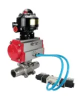 Кран шаровой DN.ru BV3232P(3pc)-FP-W-ISO-H LONG Ду80 Ру25 полнопроходной, корпус - нержавеющая сталь 316, уплотнение - PTFE, под приварку, с пневмоприводом PA-DA-083, пневмораспределителем 4V320-08 AC220V и БКВ APL-510N EX