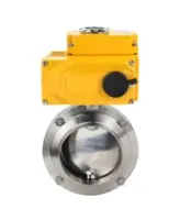 Затвор дисковый поворотный DN.ru WBV3131S-2W-W-H Ду80 Ру10 под приварку, пищевая нержавеющая сталь 304, уплотнение - Silicon, с электроприводом DN.ru QT-N-005EM-A1-220VAC-У1 DAR (4-20мА)