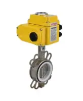 Затвор дисковый поворотный DN.ru WBV3432P-2W-Fb-H Ду100 Ру16, корпус - углеродистая сталь WCB, диск - нержавеющая сталь 316L, уплотнение - PTFE, с электроприводом DN.ru QT-N-015EM-О1-220VAC-У1
