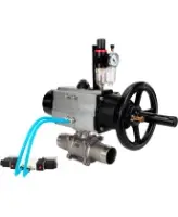 Кран шаровой DN.ru BV3232P(3pc)-FP-W-ISO-H LONG Ду80 Ру25, полнопроходной, трехсоставной, нержавеющая сталь 316, уплотнение - PTFE, под приварку, с пневмоприводом PA-DA-105-1, с пневмораспределителем 4V320-08 AC220V, БПВ AFC2000