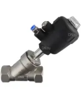 Клапан отсечной пневматический DN.ru VSP3241P-T-1PNC 1″ Ду25 Ру25, корпус - нержавеющая сталь SS316, резьбовой, Y-образный, корпус привода - пластик