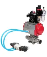 Кран шаровой DN.ru BV3232P(3pc)-FP-W-ISO-H LONG Ду80 Ру25 полнопроходной, корпус - нержавеющая сталь 316, уплотнение - PTFE, под приварку, с пневмоприводом PA-DA-083, пневмораспределителем 4V320-08 AC220V, БКВ APL-210N и БПВ AFC2000