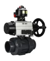 Кран шаровой DN.ru BV4242E-FP-GRM-ISO Дн50 Ру10 полнопроходной, корпус - НПВХ, шар - НПВХ, уплотнение - EPDM, с пневмоприводом PA-DA-105-1, пневмораспределителем 4M310-08 AC220V и БКВ APL-510N EX