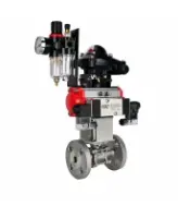Кран шаровой DN.ru BV3131P(3pc)-FP-F-ISO-H Ду100 Ру16 полнопроходной, фланцевый, корпус - нержавеющая сталь 304, PTFE, 22х22, WDVF, с пневмоприводом PA-DA-105, пневмораспределителем 4M320-08 AC220V, БКВ APL-210N и БПВ AFC2000