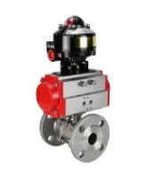 Кран шаровой DN.ru BV3131P(3pc)-FP-F-ISO-H Ду100 Ру16 полнопроходной трехсоставной, фланцевый, нержавеющая сталь 304, уплотнение - PTFE, 22х22, F10, WDVF, с пневмоприводом DN.ru PA-DA-105 и БКВ APL-510N EX