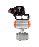Кран шаровой DN.ru BV3232P(2pc)-FP-T-ISO-H Ду100 Ру40 полнопроходной, внутренняя резьба, нержавеющая сталь 316, уплотнение - PTFE, с пневмоприводом PA-SA-130, электропневматическим поворотным позиционером YT-1000RSN без обратной связи