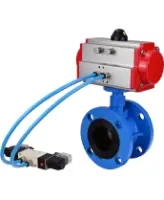 Затвор дисковый поворотный DN.ru WBV1313E-2W-F-H Ду100 Ру16 фланцевый, корпус - чугун GGG40, диск - чугун GGG40, уплотнение - EPDM, с пневмоприводом DN.ru PA-DA-105 и пневмораспределителем DN.ru 4V320-08 AC220V