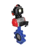 Затвор дисковый поворотный DN.ru WBV1631N-2W-Fb-H Ду150 Ру16 LUG корпус - чугун QT450, диск - нержавеющая сталь 304, уплотнение - NBR, с пневмоприводом DN.ru PA-SA-160, пневмораспределителем 4M310-08 AC220V и БКВ APL-510N EX