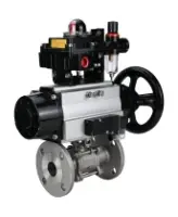 Кран шаровой DN.ru BV3131P(3pc)-FP-F-ISO-H Ду100 Ру16 полнопроходной трехсоставной, фланцевый, нержавеющая сталь 304, уплотнение - PTFE, 22х22, F10, WDVF, пневмопривод PA-DA-105-1, пневмораспределитель 4M310-08 AC220V, БКВ APL-410N EX и БПВ AFC2000