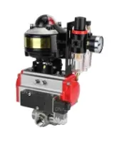 Кран шаровой DN.ru BV3232P(4pc)-SP-3WL-T-ISO-H 4″ Ду100 Ру40 стандартнопроходной трехходовой L-тип, нержавеющая сталь SS316, внутренняя резьба, уплотнение - PTFE, пн.привод DN.ru PA-DA-083 пн.распределитель 4M310-08 AC220V БПВ AFC2000 БКВ APL-510N-EX
