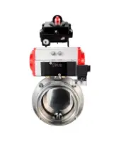 Затвор дисковый поворотный DN.ru WBV3131E-2W-T-H Ду50 Ру10 резьбовой, пищевая нержавеющая сталь 304, уплотнение – EPDM, с пневмоприводом DN.ru PA-SA-065, пневмораспределителем DN.ru 4M310-08 AC220V и БКВ DN.ru APL-410N EX