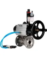 Кран шаровой DN.ru BV3232P(3pc)-FP-F-ISO-H Ду100 Ру25 фланцевый с ISO-фланцем, корпус - нержавеющая сталь 316, полнопроходной, уплотнение - PTFE, с пневмоприводом PA-DA-105-1, пневмораспределителем 4V320-08 AC220V, БПВ AFC2000