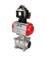 Кран шаровой DN.ru BV3232P(3pc)-FP-W-ISO-H WDVF Ду40 Ру40 полнопроходной, трехсоставной, корпус - нержавеющая сталь 316, уплотнение - PTFE, под приварку, с пневмоприводом PA-DA-065, БКВ APL-510N EX