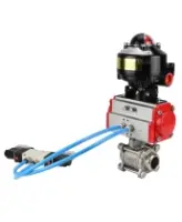 Кран шаровой DN.ru BV3232P(3pc)-FP-W-ISO-H Ду80 Ру25 полнопроходной двухходовой, корпус - нержавеющая сталь SS316, под приварку, уплотнение - PTFE, с пневмоприводом PA-SA-130, пневмораспределителем 4V320-08 AC220V и БКВ APL-510N EX
