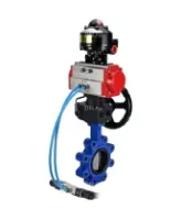 Затвор дисковый поворотный DN.ru WBV1631N-2W-Fb-H Ду150 Ру16 LUG корпус - чугун QT450, диск - нержавеющая сталь 304, уплотнение - NBR, с пневмоприводом DN.ru PA-DA-105, пневмораспределителем 4V320-08 AC220V, БКВ APL-510N EX и редуктором MON3-700-T38-ISO