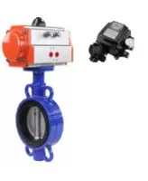 Затвор дисковый поворотный DN.ru WBV1413E-2W-Fb-H Ду125 Ру16, корпус - чугун GGG50, диск - чугун GGG40, уплотнение - EPDM, с пневмоприводом PA-DA-105 и электропневматическим поворотным позиционером YT-1000RSN без обратной связи