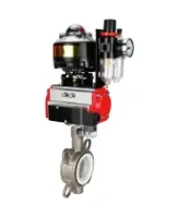 Затвор дисковый поворотный DN.ru WBV3232P-2W-Fb-H Ду125 Ру16, корпус - нержавеющая сталь 316L, диск - нержавеющая сталь 316L, PTFE, с пневмоприводом PA-DA-105 двойного действия, пневмораспределителем 4M310-08 AC220V, БКВ APL-510N EX, БПВ AFC2000