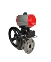 Кран шаровой DN.ru BV3232P(2pc)-FP-F-ISO-H Ду80 Ру16 полнопроходной двухходовой, нержавеющая сталь 316, фланцевый, уплотнение - PTFE, с пневмоприводом PA-DA-083 и ручным дублером MON2-450-T28-ISO