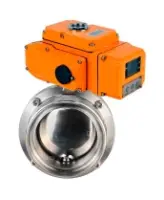 Затвор дисковый поворотный DN.ru WBV3131S-2W-T-H Ду50 Ру10 резьбовой, корпус - пищевая нержавеющая сталь 304, уплотнение - Silicon, с электроприводом QT-N-005EM-B1-220VAC-У1 c датчиком обратной связи и входным управляющим сигналом 0-10В HARK