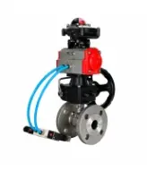 Кран шаровой DN.ru BV3232P(2pc)-FP-F-ISO-H Ду80 Ру16 полнопроходной фланцевый, корпус - нержавеющая сталь SS316, уплотнение - PTFE, с пневмоприводом PA-DA-083, пневмораспределителем 4M320-08 AC220V, БКВ APL-210N и ручным дублером MON2-450-T28-ISO