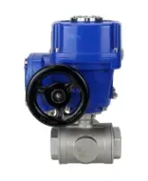 Кран шаровой DN.ru BV3232P(4pc)-SP-3WL-T-ISO-H Ду15 Ру63 стандартнопроходной трехходовой L-тип, нержавеющая сталь SS316, внутренняя резьба, уплотнение - PTFE, с 1/4-оборотным электроприводом DN.ru QT-N-005M-O2-220VAC-У1