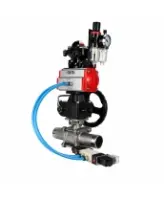 Кран шаровой DN.ru Ду80 Ру25, полнопроходной, нержавеющая сталь 316, PTFE, под приварку, с пневмоприводом PA-DA-083, с пневмораспределителем 4V320-08 AC220V, БКВ APL-210N, ручным Дублером MON2-450-T28-ISO, БПВ AFC2000 (BV3232P(3pc)-FP-W-ISO-H LONG)