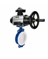 Затвор дисковый поворотный DN.ru WBV3434Pf-2W-Fb-R Ду200 Ру16, корпус - углеродистая сталь WCB, диск - углеродистая сталь WCB, футерованный PTFE, уплотнение - PTFE, с пневмоприводом PA-DA-105-1, пневмораспределителем 4M310-08 AC220V и БКВ APL-210N