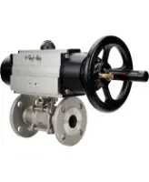 Кран шаровой DN.ru BV3232P(3pc)-FP-F-ISO-H Ду100 Ру25 фланцевый с ISO-фланцем, корпус - нержавеющая сталь 316, полнопроходной, уплотнение - PTFE, с пневмоприводом PA-DA-105-1