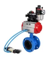 Затвор дисковый поворотный DN.ru WBV1313E-2W-F-H Ду100 Ру16 фланцевый, корпус - чугун GGG40, диск - чугун GGG40, EPDM, с пневмоприводом DN.ru PA-DA-105, пневмораспределителем DN.ru 4V320-08 AC220V, БКВ DN.ru APL-210N и БПВ DN.ru AFC2000