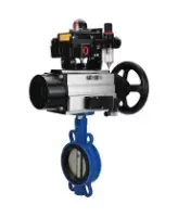 Затвор дисковый поворотный DN.ru WBV1413E-2W-Fb-H Ду150 Ру16, корпус - чугун GGG50, диск - чугун GGG40, уплотнение - EPDM, с пневмоприводом DN.ru PA-DA-105-1 двойного действия, пневмораспределителем 4M310-08 AC220V, БКВ APL-410N EX, БПВ AFC2000