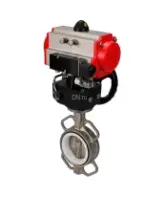 Затвор дисковый поворотный DN.ru WBV3131P-2W-Fb-H Ду100 Ру16, корпус - нержавеющая сталь 304, диск - нержавеющая сталь 304, уплотнение - PTFE, с пневмоприводом PA-DA-083, пневмораспределителем 4M320-08 AC220V и ручным дублером MON2-450-T28-ISO