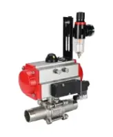 Кран шаровой DN.ru BV3232P(3pc)-FP-W-ISO-H LONG Ду80 Ру25 полнопроходной, корпус - нержавеющая сталь 316, уплотнение - PTFE, под приварку, с пневмоприводом DN.ru PA-SA-130, пневмораспределителем 4M310-08 AC220V и БПВ AFC2000