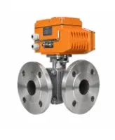 Кран шаровой DN.ru BV3232P(2pc)-FP-3WL-F-ISO-H Ду20 Ру16 HYMT, трехходовой L-тип, полнопроходной, фланцевый, корпус - нержавеющая сталь SS316, с электроприводом QT-N-005EM-O1-220VAC-У1