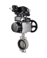 Затвор дисковый поворотный DN.ru WBV3232V-2W-Fb-H Ду150 Ру16, корпус - нержавеющая сталь 316L, диск - нержавеющая сталь 316L, уплотнение - Viton, с пневмоприводом PA-DA-105-1 и с электропневматическим поворотным позиционером YT-1000RSN без обратной связи
