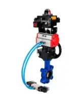 Затвор дисковый поворотный DN.ru WBV1616E-2W-Fb-H Ду125 Ру16 LUG, корпус - чугун QT450, диск - чугун QT450, уплотнение - EPDM, с пневмоприводом PA-DA-105, пневмораспределителем 4M320-08 AC220V, ручным дублером MON3-700-T38-ISO и БКВ APL-410N EX