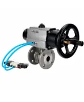 Кран шаровой DN.ru BV3232P(2pc)-FP-F-ISO-H WDVF Ду100 Ру16 полнопроходной, фланцевый, корпус - нержавеющая сталь 316, уплотнение - PTFE, с пневмоприводом PA-DA-105-1 и пневмораспределителем 4V320-08 AC220V