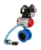 Затвор дисковый поворотный DN.ru WBV1313E-2W-F-H Ду100 Ру16 фланцевый, корпус - чугун GGG40, диск - чугун GGG40, EPDM, с пневмоприводом DN.ru PA-DA-105, пневмораспределителем DN.ru 4V320-08 AC220V, БКВ DN.ru APL-510N EX и БПВ DN.ru AFC2000