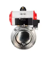 Затвор дисковый поворотный DN.ru WBV3131E-2W-T-H Ду50 Ру10 резьбовой, пищевая нержавеющая сталь 304, уплотнение – EPDM, с пневмоприводом DN.ru PA-DA-065 и пневмораспределителем DN.ru 4M310-08 AC220V