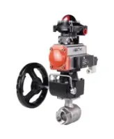 Кран шаровой DN.ru BV3232P(2pc)-FP-T-ISO-H Ду80 Ру40 полнопроходной, внутренняя резьба, нержавеющая сталь 316, уплотнение - PTFE, с пневмоприводом PA-DA-083, пневмораспределителем 4M310-08 DC24V, БКВ APL-410N EX, ручным дублером MON2-450-T28-ISO