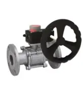 Кран шаровой DN.ru BV3232P(3pc)-FP-F-ISO-H Ду80 Ру40 фланцевый с ISO-фланцем, корпус - нержавеющая сталь 316, полнопроходной, уплотнение - PTFE, с редуктором DN.ru HGB RQN2-320Z с визуальным указателем положения
