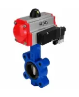 Затвор дисковый поворотный DN.ru WBV1631N-2W-Fb-H Ду150 Ру16 LUG корпус - чугун QT450, диск - нержавеющая сталь 304, уплотнение - NBR, с пневмоприводом DN.ru PA-SA-160 и пневмораспределителем 4M310-08 AC220V