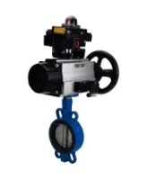 Затвор дисковый поворотный DN.ru WBV1432E-2W-Fb-H Ду150 Ру16, корпус - чугун GGG50, диск - нержавеющая сталь 316L, уплотнение - EPDM, с пневмоприводом DN.ru PA-DA-105-1 двойного действия, пневмораспределителем 4M310-08 AC220V, БКВ APL-410N EX