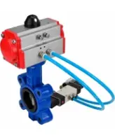Затвор дисковый поворотный DN.ru WBV1631N-2W-Fb-H Ду150 Ру16 LUG, корпус - чугун QT450, диск - нержавеющая сталь 304, уплотнение - NBR, с пневмоприводом PA-SA-160 и пневмораспределителем 4M320-08 AC220V