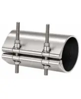 Муфта ремонтная хомутного типа (свертная) DN.ru CCR31E(1pc)-400 Ду50 (Дн60-65) Ру16 односоставная, материал корпуса - нержавеющая сталь AISI 304, уплотнение - EPDM, длина - 400мм
