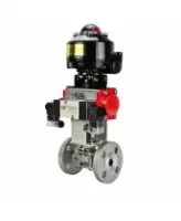 Кран шаровой DN.ru BV3131P(3pc)-FP-F-ISO-H Ду100 Ру16 полнопроходной, фланцевый, корпус - нержавеющая сталь 304, PTFE, 22х22, WDVF, с пневмоприводом PA-DA-105, пневмораспределителем 4M320-08 AC220V и БКВ APL-510N EX