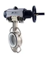 Затвор дисковый поворотный DN.ru WBV3131P-2W-Fb-H Ду100 Ру16, корпус - нержавеющая сталь 304, диск - нержавеющая сталь 304, уплотнение - PTFE, с пневмоприводом PA-DA-105-1 и пневмораспределителем 4M320-08 AC220V
