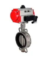Затвор дисковый поворотный DN.ru WBV3232V-2W-Fb-H Ду100 Ру16, корпус - нержавеющая сталь 316L, диск - нержавеющая сталь 316L, уплотнение - VITON, с пневмоприводом PA-SA-130 и пневмораспределителем 4M310-08 AC220V