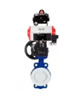 Затвор дисковый поворотный DN.ru WBV3434Pf-2W-Fb-R Ду250 Ру16 корпус - углеродистая сталь WCB, диск - углеродистая сталь WCB, футерованный PTFE, уплотнение - PTFE, с PA-DA-130, пневмораспределителем 4M310-08 AC220V, БКВ APL-410N EX и MON3-700-T38-ISO