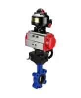 Затвор дисковый поворотный DN.ru WBV1616E-2W-Fb-H Ду125 Ру16 LUG корпус - чугун QT450, диск - чугун QT450, уплотнение - EPDM, с пневмоприводом DN.ru PA-DA-105, БКВ APL-510N EX и редуктором MON3-700-T38-ISO